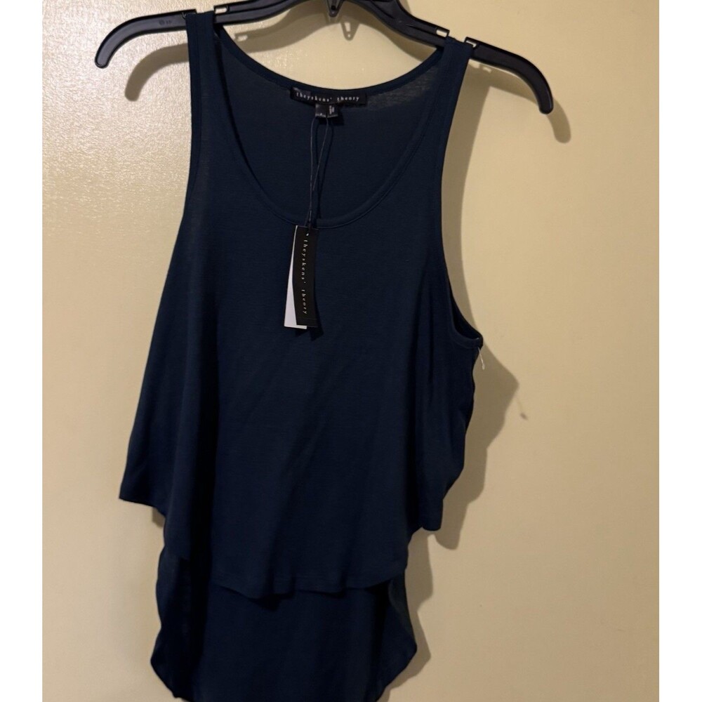 Theyskens Theory Top High Low Sleeveless Women's Dark BlueTank Top - Size P
